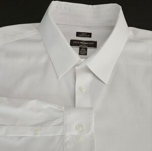 Joseph Abboud 18.5"/34-35" White Long Sleeve Button-Up Cotton Blend Slim…